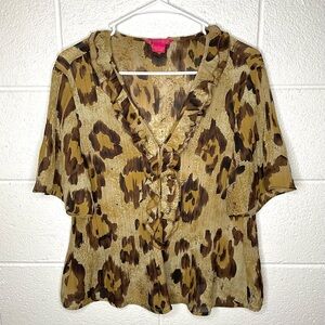 Sunny Leigh Leopard Print Blouse - Brown and Tan